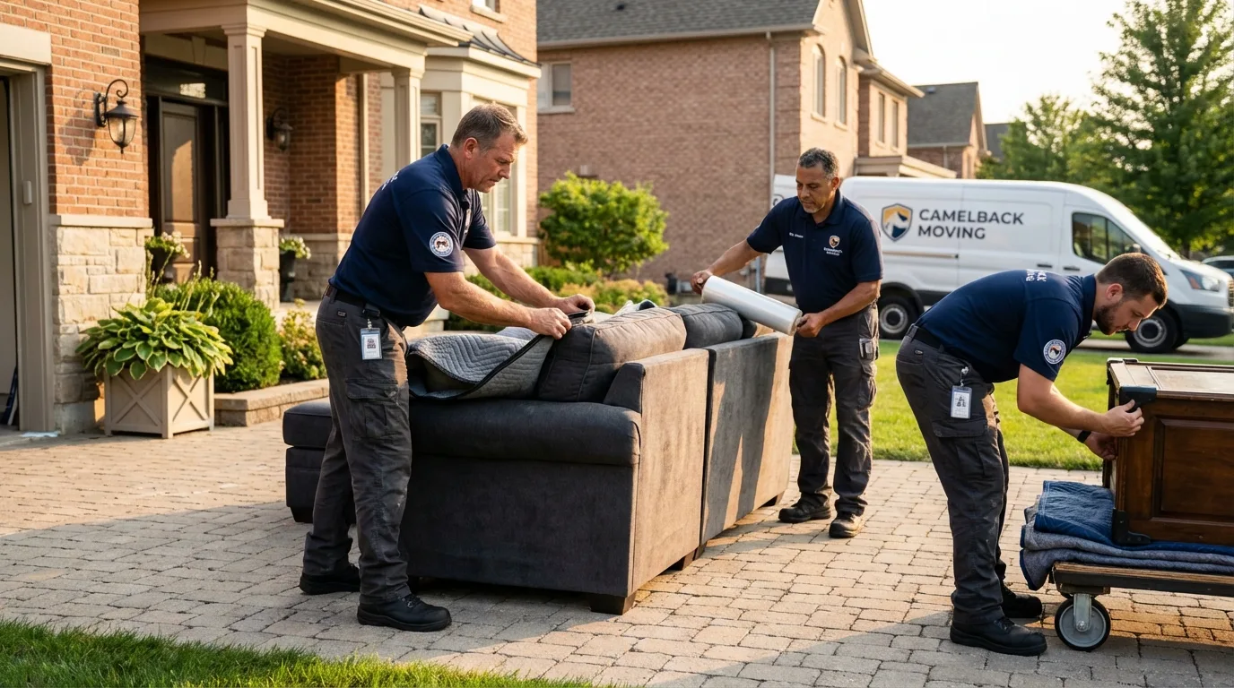 Large estate moving crew wrapping furniture in Le Grand, CA