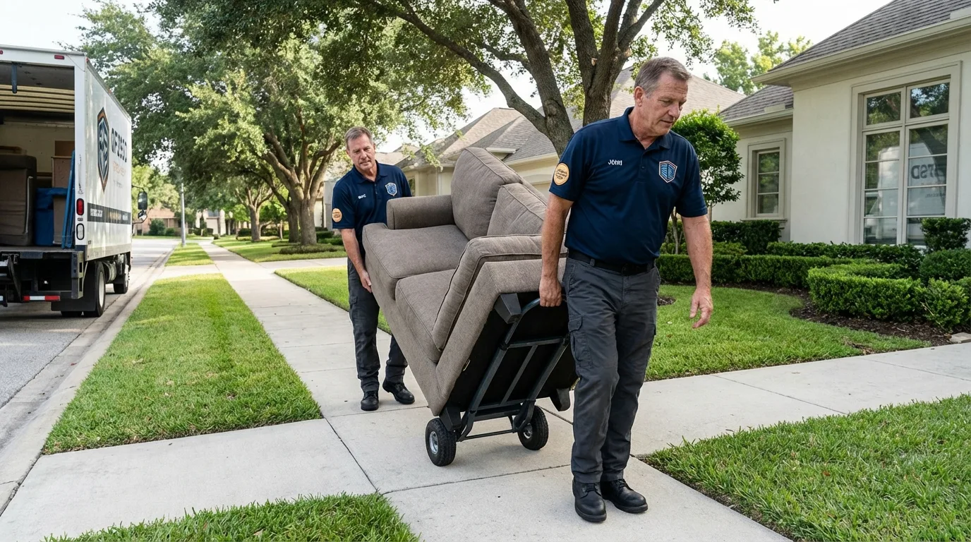 Local residential moving crew loading furniture in Le Grand, CA